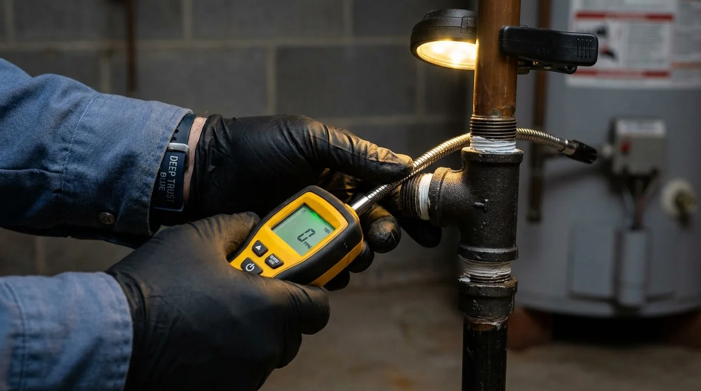 Gas leak detection with electronic sniffer by Johns Plumbing LLC in Richmond