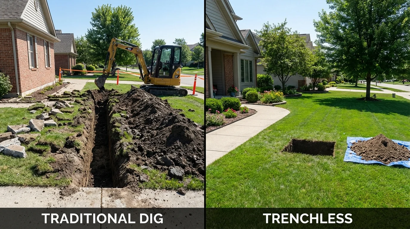 Trenchless sewer repair with minimal yard damage versus traditional excavation in Richmond, VA
